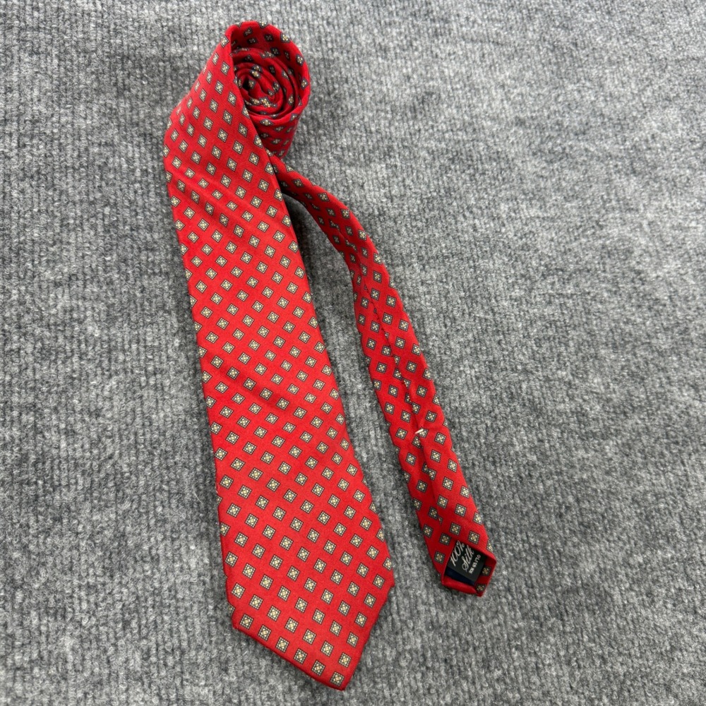 Vintage 90s Egon von Furstenberg Geometric Silk Red Tie OS Dark Academia